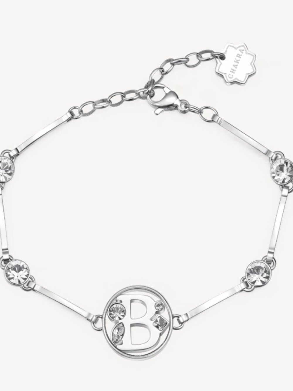 Brosway Italia Silver Letter B Bracelet with Swarovski Crystals